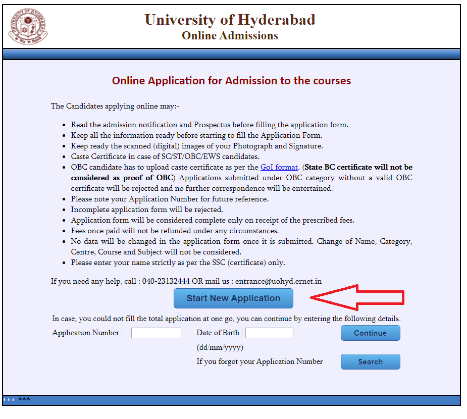 university of hyderabad for mba admission form