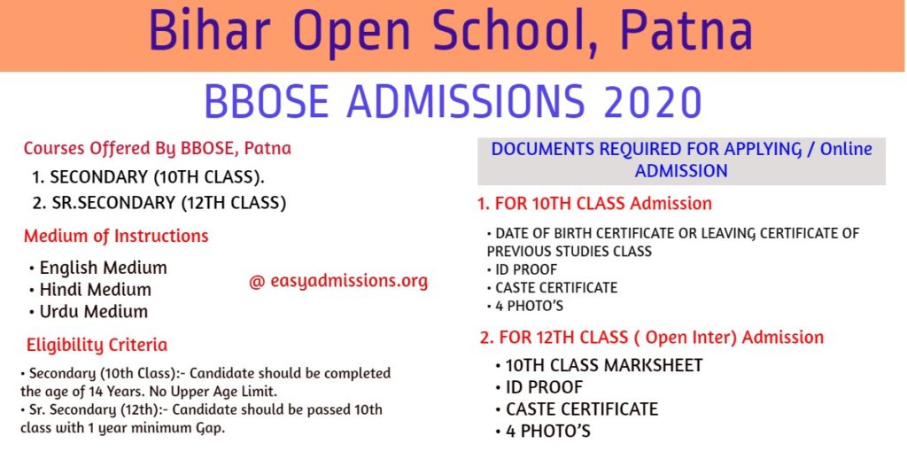 bbose admissions 2020