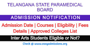 Telangana Paramedical Board Admission Notification 2023-2024 Released |TSPMB Telangana