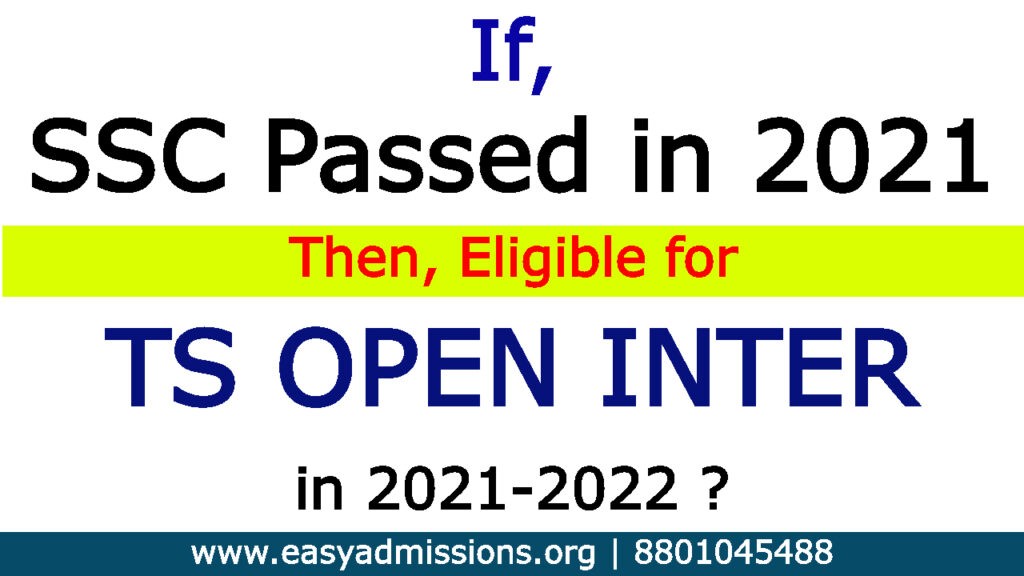 If TS Open SSC Passed in 2021, Then Can Eligible for TS Open Inter 2022_