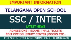 Telangana Open School Latest News SSC & Open Inter Admission Exams Fees Edit Option