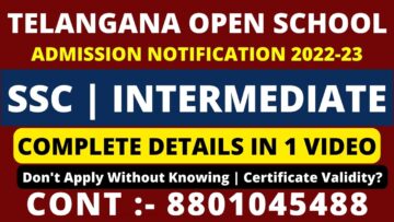 Telangana Open School Admission Last Date 2022-2023, TOSS Admission 2022-2023 last date