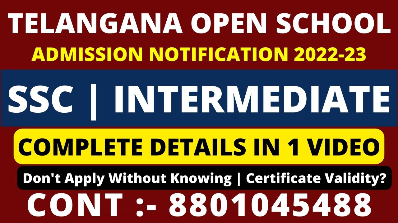 Telangana Open School Admission 2022-23 Notification SSC,INTER