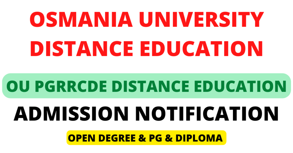 OU PGRRCDE Distance Education Admission Notification 2022-2023