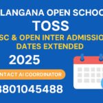 Telangana Open School TOSS SSC and Open Inter admission last date 2025 extended, contact 8801045488