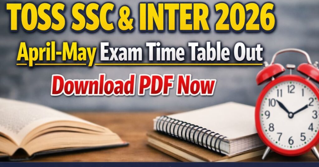 TOSS SSC and Intermediate Time Table 2026 April May Exam Schedule